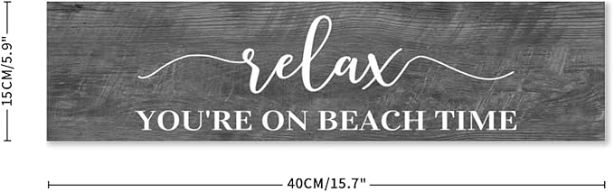 Generic Funny Wood Sign Relax You're On Beach Time Rustic Wooden Hanging Sign Home Farmhouse Kitchen Wall Decoration 16 x 6 Inch-HomvellaHome