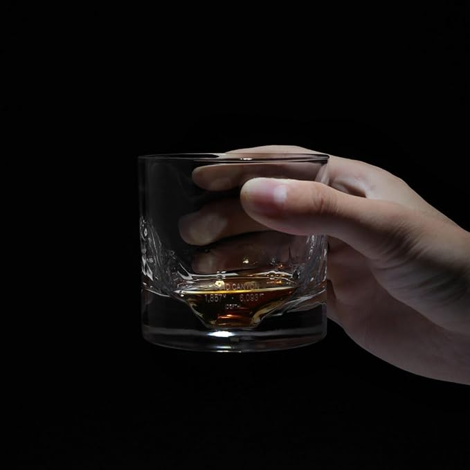 Grand Canyon Heavy Crystal Whiskey Glasses Gift Set of 4, Thick Freezable Bourbon Glass 1lb Each, Premium Whiskey Gifts for Men, Frozen Crystal Chills Cocktails, 10 oz-HomvellaHome
