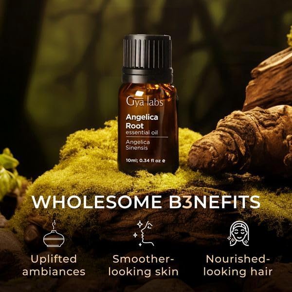 Gya Labs Angelica Root Essential Oil for Diffuser - 0.34 Fl Oz - 100% Pure Natural Angelica Oil for Skin, Hair, Massage & Candle Making Scent-HomvellaHome