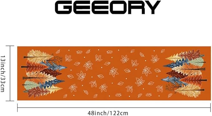 GEEORY Fall Watercolor Trees & Maple Leaves Table Runner 13x48 Inch, Rustic Farmhouse Autumn Thanksgiving Decor for Kitchen, Dining, Indoor/Outdoor Holiday Dinner Party Orange GT158-48-HomvellaHome