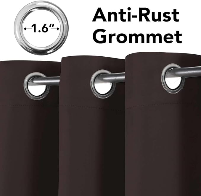 H.VERSAILTEX Blackout Curtains for Bedroom Thermal Insulated Room Darkening Living Room Curtains 72 Inch Long Grommet Privacy Protection Window Curtain Panels/Drapes, 2 Panels, Chocolate Brown-HomvellaHome