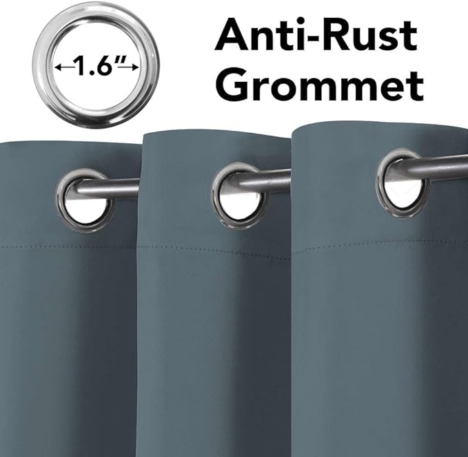 H.VERSAILTEX Blackout Curtains for Bedroom Thermal Insulated Room Darkening Living Room Curtains 72 Inch Long Grommet Privacy Protection Window Curtain Panels/Drapes for Nursery, 2 Panels,Stone Blue-HomvellaHome