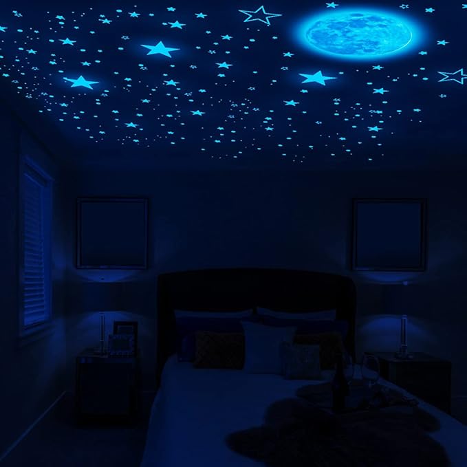 1049Pcs Glow in The Dark Stars and Moon for Ceiling, Wall Bedroom Chirldren's Room Stickers Decals Decor, Boys & Girls' Gifts-HomvellaHome