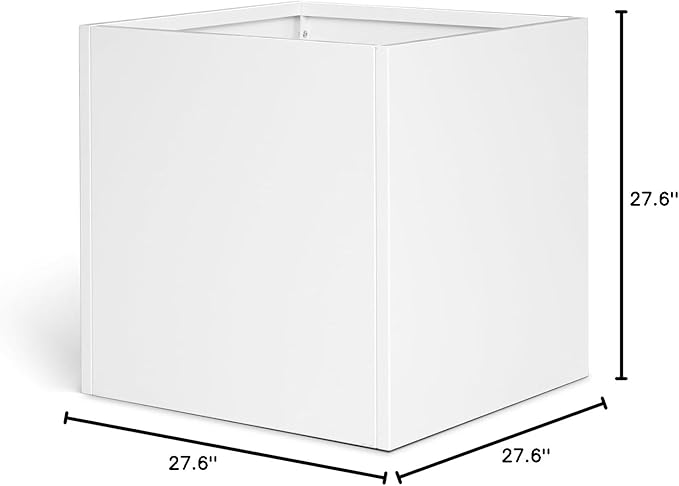 Galvanized Steel Black Planter Box Square 27.6 in Metal Large Planter Box Outdoor Indoor Huge Cube Heavy Duty Flower Pot Modern Commercial Residential for Patio, Deck, Yard, Garden-HomvellaHome