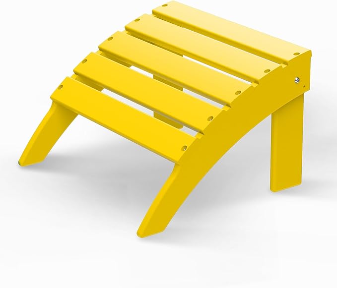 GREENVINES Adirondack-Ottoman | HDPE Plastic | Outdoor Footrest | All Weather | Foot Rest | Foot Stool | Yellow | for Adirondack Chair | for Patio Backyard Pool-HomvellaHome