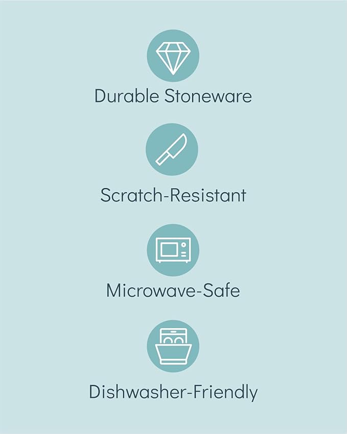 12 Piece Dinnerware Sets for 4 - Modern Style Stoneware Dinnerware Set - Scratch Resistant, Dishwasher, Microwave Safe Plates and Bowls Sets Ceramic, Bowl and Plate Set - Beige and Light Blue…-HomvellaHome