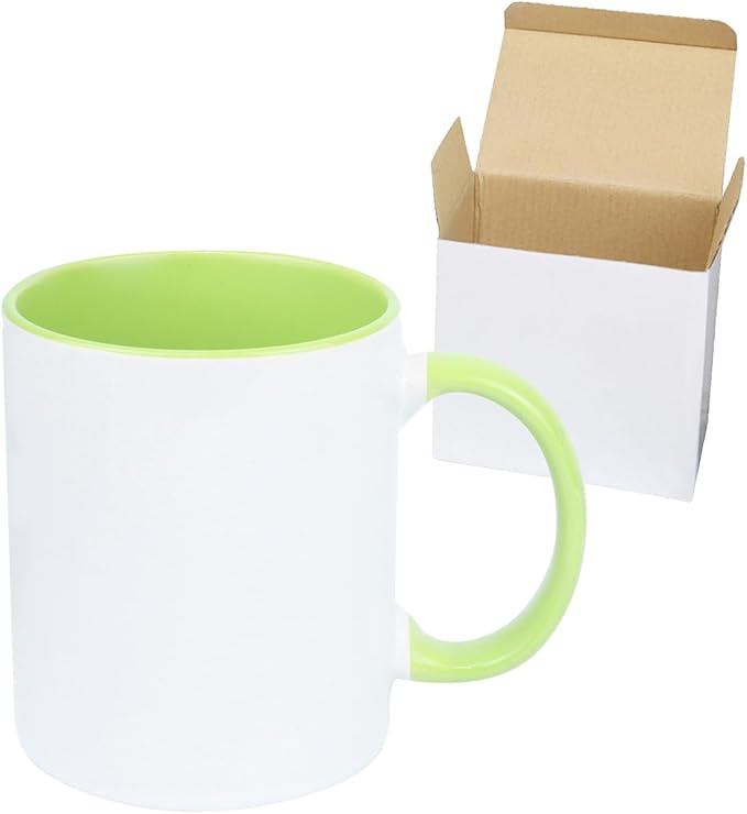 11oz White Ceramic Sublimation Coffee Mug in White Gift Box (6 Mixed Colors, 12)-HomvellaHome