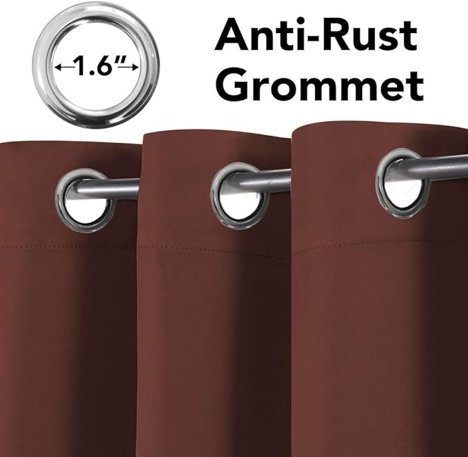 H.VERSAILTEX Ultra Soft Microfiber Thermal Insulated Antique Copper Grommet Blackout Curtains/Window Treatment Draperies 52 by 72 - Inch for Living Room/Bedroom, Set of 2 - Rust-HomvellaHome