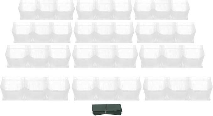 12Pieces 3-Pot Wall Planter Vertical Garden Plant Walls Wall Mounted Vertical Planter with Water-Storage Layer Stackable Wall-Mounted Flower Pot for Gardens, Balconies 180.78lbs Total Capacity (White)-HomvellaHome
