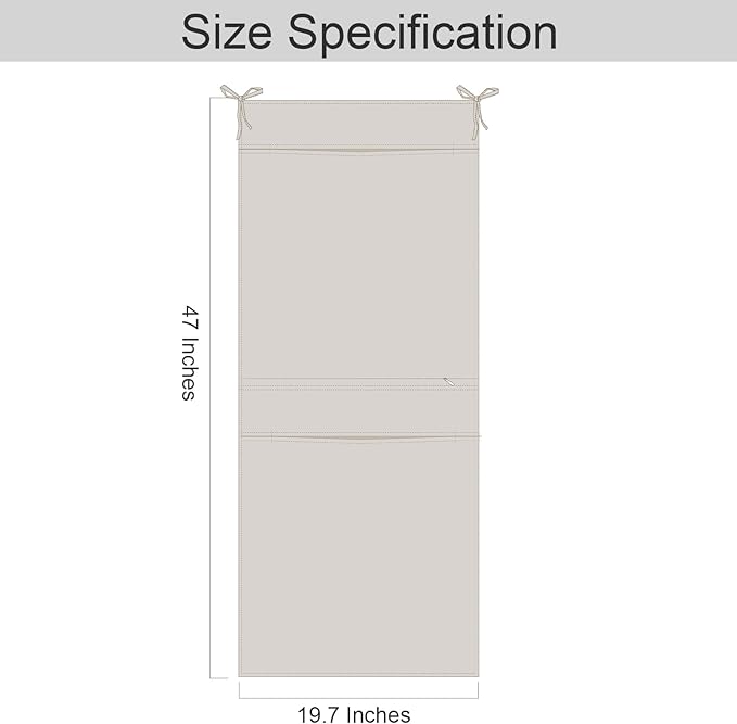 100% Linen Hanging Laundry Bag with 2 Compartments, Over the Door Laundry Hamper, Dirty Clothes Space Saving Organizer 19.7 x 47 Inches, Linen-HomvellaHome