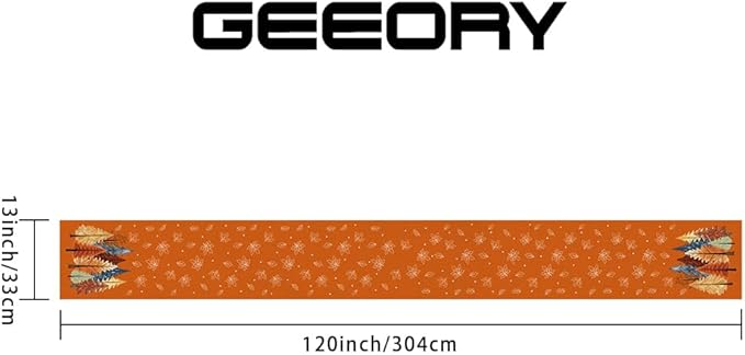 GEEORY Fall Watercolor Trees & Maple Leaves Table Runner 13x120 Inch, Rustic Farmhouse Autumn Thanksgiving Decor for Kitchen, Dining, Indoor/Outdoor Holiday Dinner Party Orange GT158-120-HomvellaHome