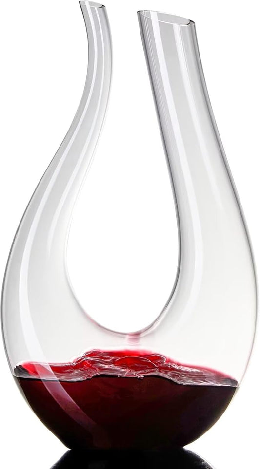 1PC Luxurious U-Shaped Crystal Glass Wine Decanter - High-End European Style, Harp Design, Red Wine, Large Capacity, Perfect for Home, Restaurant, and Household Use-HomvellaHome