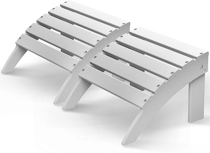 GREENVINES Adirondack-Ottoman | Set of 2 | HDPE Plastic | Outdoor Footrest | All Weather | Foot Rest | Foot Stool | White | for Adirondack Chair | for Patio Backyard Pool-HomvellaHome