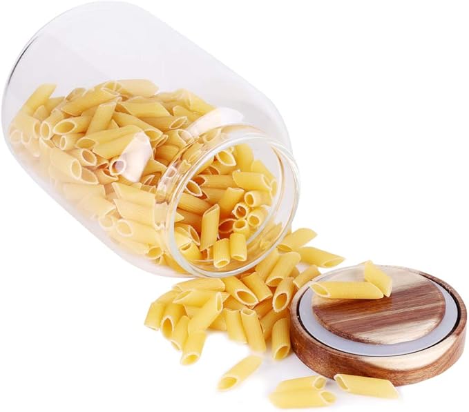 Glass Storage Jar, Food Storage Container/Canisters with Airtight Lid for Serving Tea, Coffee, Honey,.Spice, Perfect as a Cereal Dispenser (6.3 inch high)-HomvellaHome