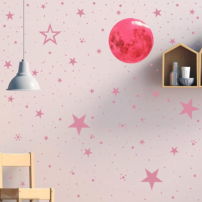 Glow in The Dark Stars and Moon Stickers for Ceiling, Luminous Wall Decals Decor for Bedroom Living Room, 407 dots + 27 Stars + 30cm Moon-HomvellaHome