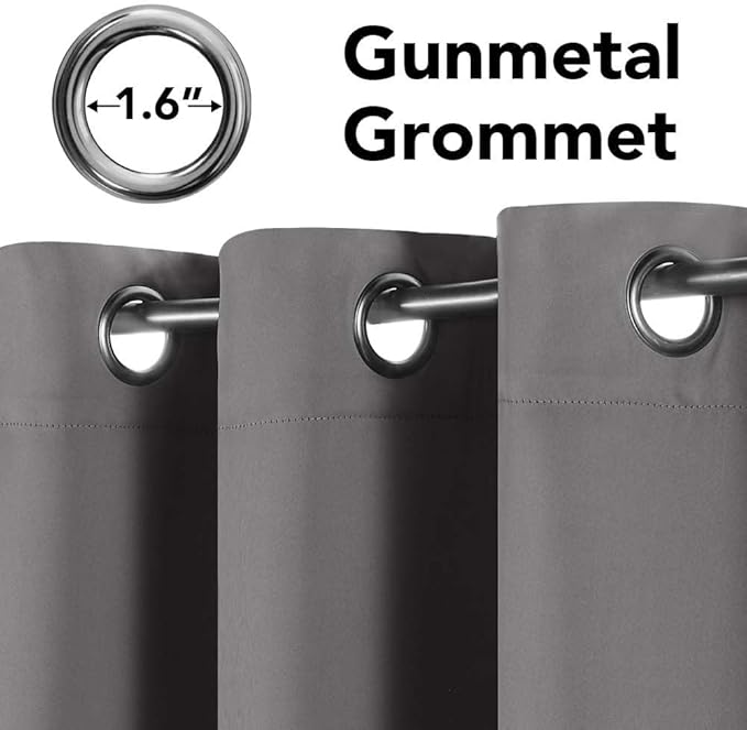 H.VERSAILTEX Solid Grey Color Thermal Insulated Blackout Curtains Metal Grommet Curtain Panels Room Darkening Window Drapes for Bedroom/Living Room 52 x 72 Inch Set of 2-HomvellaHome