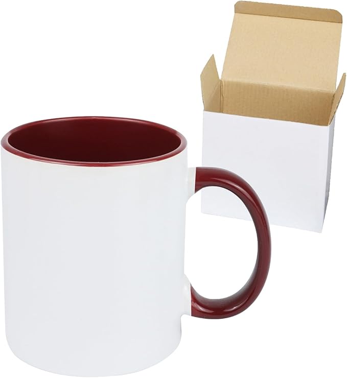 11oz White Ceramic Sublimation Coffee Mug in White Gift Box, 6 New Mixed Colors, Case of 12-HomvellaHome