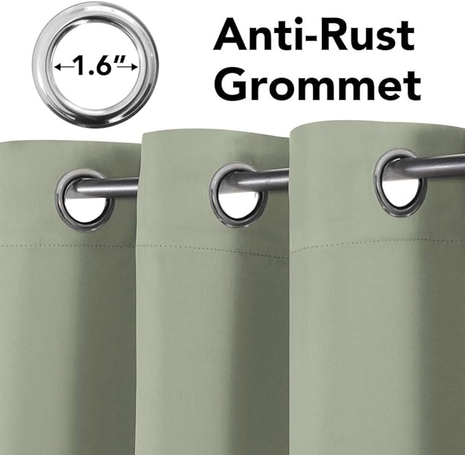 H.VERSAILTEX Blackout Curtains for Bedroom Thermal Insulated Room Darkening Living Room Curtains 84 Inch Long Grommet Privacy Protection Window Curtain Panels/Drapes for Nursery,2 Panels,Light Sage-HomvellaHome