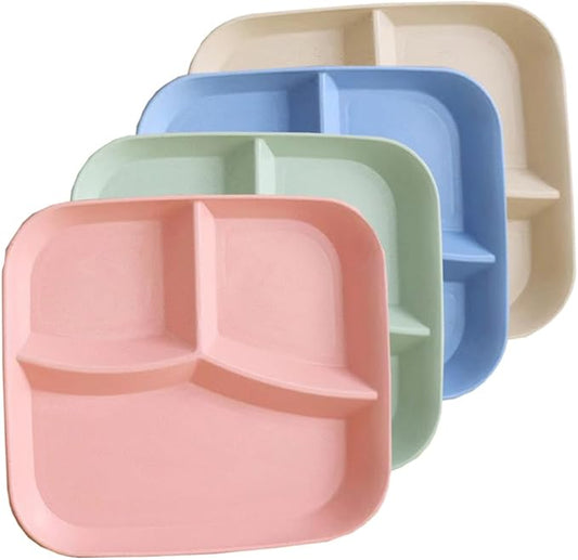 10 Inch Portion Control Divided Plates for Healthy Eating, 4PCS Unbreakable Wheat Straw Dinner Plate BPA Free, Plates for Kids Adults Picnic,Reusable Plates (4 PACK)-HomvellaHome
