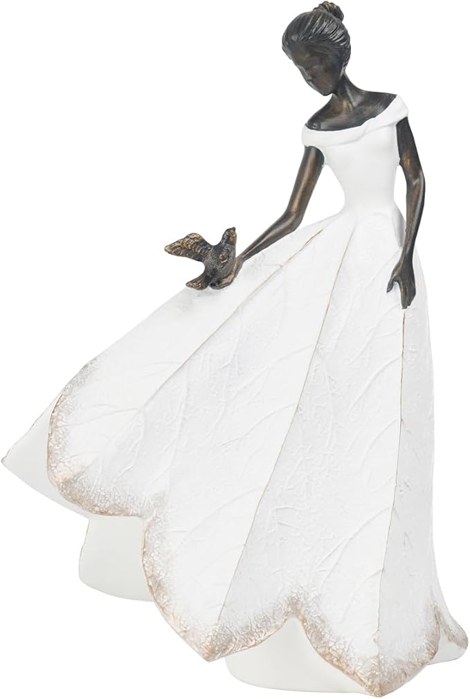 Guichifun Fairy Statue Collection Home Decoration - White Leaf Angel Girls Resin Living Room Bookshelf Decor Garden Outdoor Bathroom Decorations Figurines Gift 5.5 x 3.25 x 8 Inch-HomvellaHome