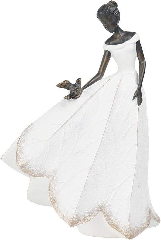 Guichifun Fairy Statue Collection Home Decoration - White Leaf Angel Girls Resin Living Room Bookshelf Decor Garden Outdoor Bathroom Decorations Figurines Gift 5.5 x 3.25 x 8 Inch-HomvellaHome