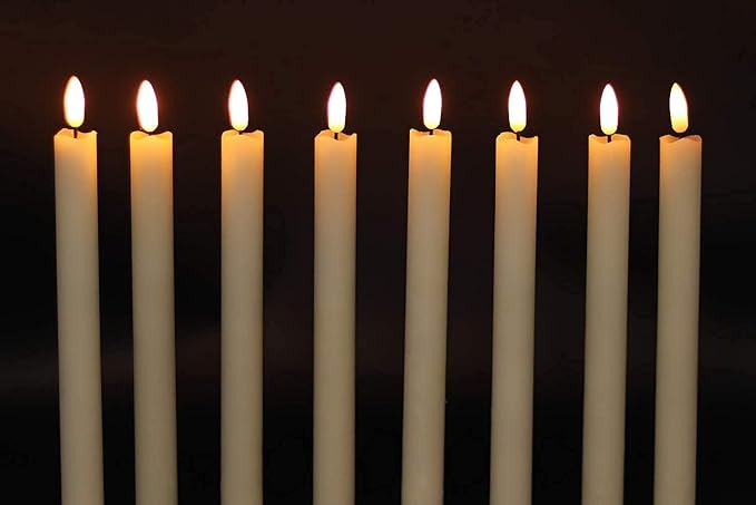 GenSwin Flameless Ivory Taper Candles Flickering with 10-Key Remote, Battery Operated Led Warm 3D Wick Light Window Candles Real Wax Pack of 6, Christmas Home Wedding Decor(0.78 X 9.64 Inch)-HomvellaHome