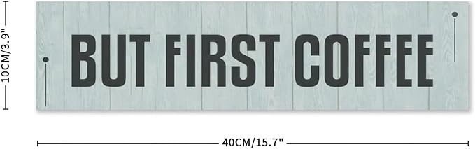 Generic Funny Wood Sign But First Coffee Rustic Wooden Hanging Sign Home Farmhouse Kitchen Wall Decoration 16 x 4 Inch-HomvellaHome