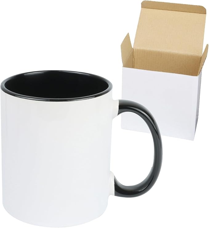 11oz White Ceramic Sublimation Coffee Mug in White Gift Box (6 Mixed Colors, 12)-HomvellaHome