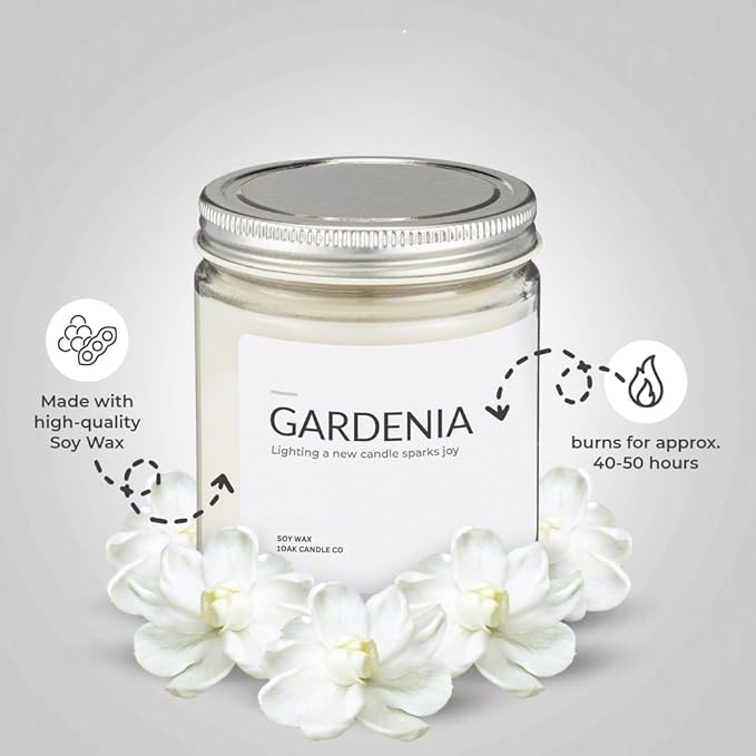 1OAK Soy Wax Scented Candles (Gardenia) - Long Burning Premium Hand-Poured (7oz.)-HomvellaHome