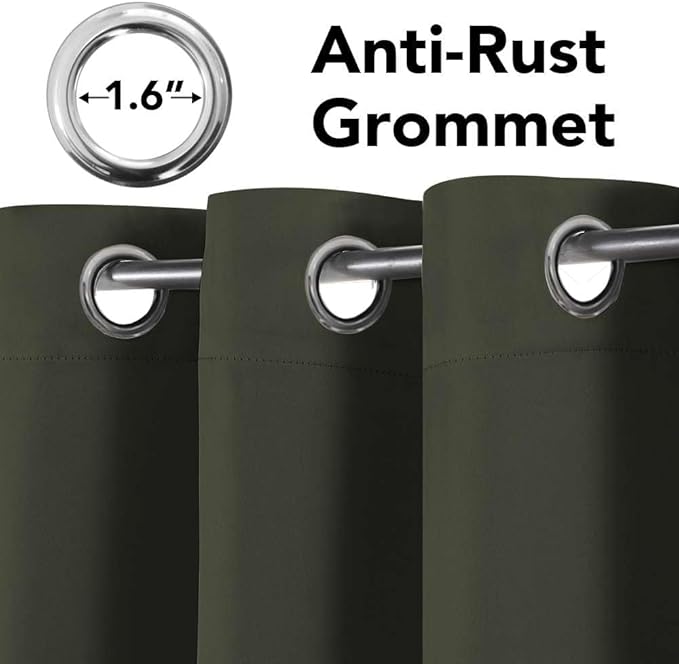 H.VERSAILTEX Ultra Soft Microfiber Thermal Insulated Antique Copper Grommet Blackout Curtains/Window Treatment Draperies 52 by 72 - Inch for Living Room/Bedroom, Set of 2 - Olive-HomvellaHome