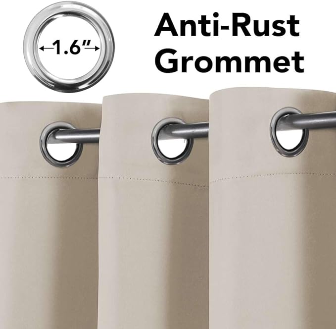 H.VERSAILTEX Ultra Soft Microfiber Thermal Insulated Antique Copper Grommet Blackout Curtains/Window Treatment Draperies 52 by 72 - Inch for Living Room/Bedroom, Set of 2 - Natural-HomvellaHome