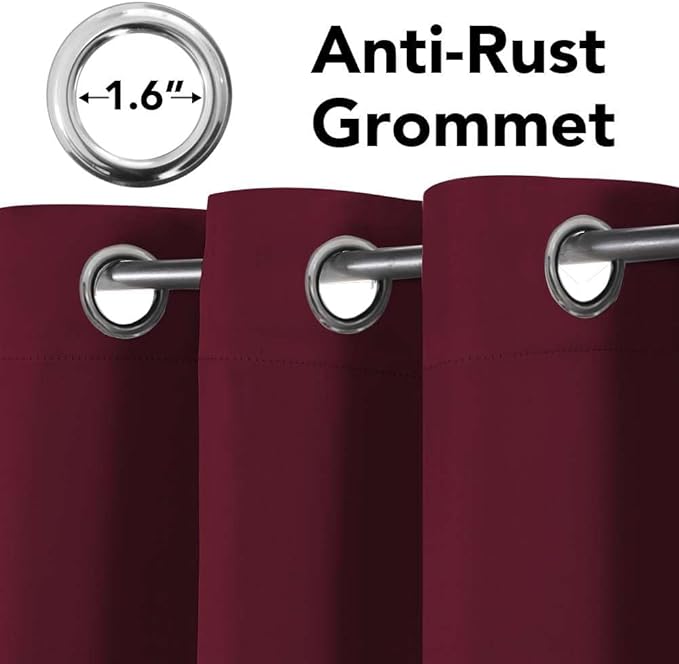 H.VERSAILTEX Christmas Curtains for Bedroom Thermal Insulated Room Darkening Living Room Curtains 84 Inch Long Grommet Privacy Protection Window Curtain Panels/Drapes for Nursery, 2 Panels, Burgundy-HomvellaHome