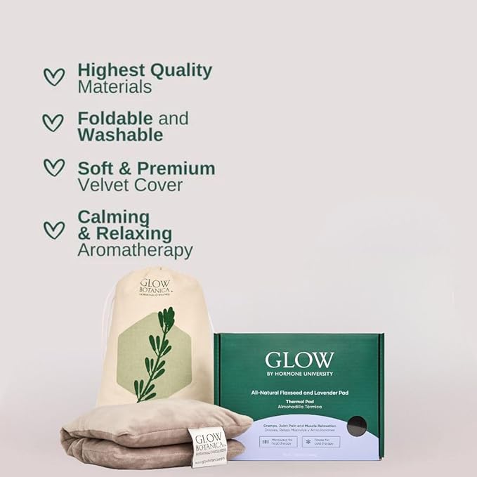 Glow Heating Pad with Flaxseed & Lavender for Hot & Cold Therapy, Microwavable Heat Pad for Back, Neck, Shoulder, Knee, Leg & Menstrual Cramp Relief, Washable & Reusable, One Size Fits All-HomvellaHome