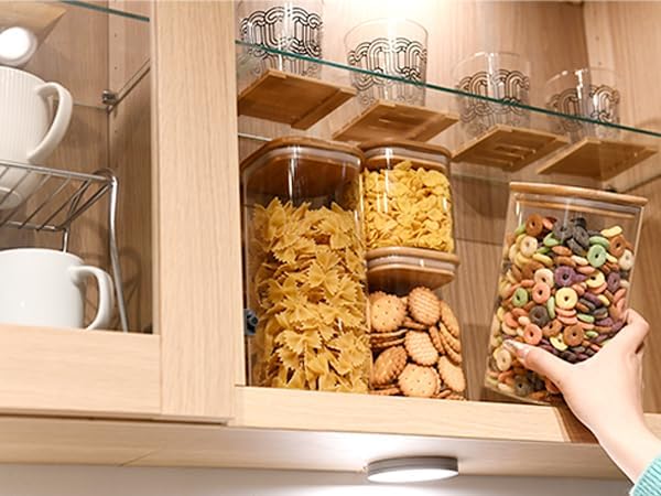 Glass Food Storage Jars Square 51oz, 3 Pack Glass Jars With Bamboo Lids, Kitchen Storage Containers For Spice, Candy, Cookie, Storage For Pantry Organizers-HomvellaHome