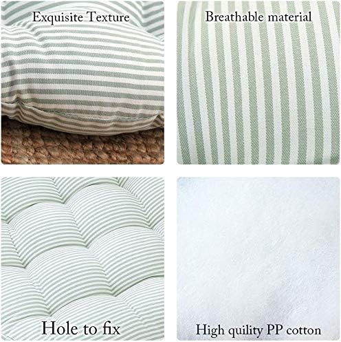 Tiita Stripe Patio Seat Cushions 22"x22" Round Chair Pads Home Floor Cushion Window Pad Set of 2 Throw Pillows Indoor/Outdoor, Green-HomvellaHome