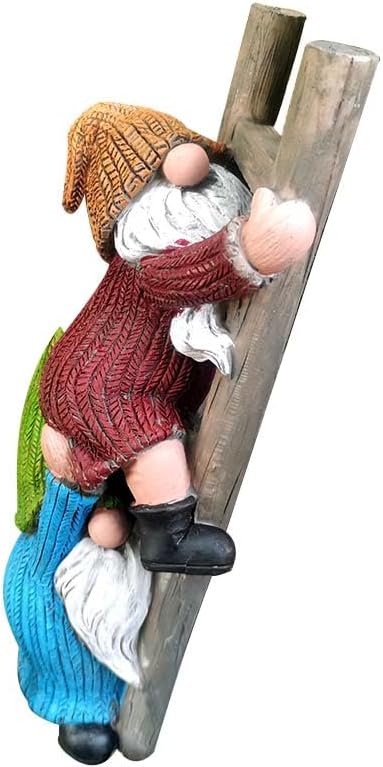 Garden Gnome Statue, Funny Climbing Ladder Gnomes Figurine Resin Sculpture Outdoor Decor for Patio Yard Lawn Porch Ornaments Gift-HomvellaHome