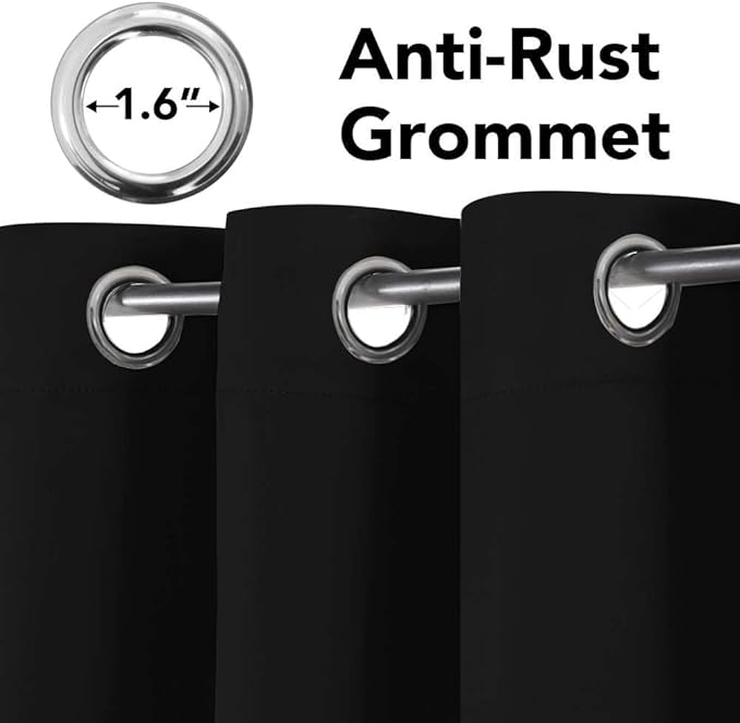 H.VERSAILTEX Blackout Curtains for Bedroom Thermal Insulated Room Darkening Living Room Curtains 72 Inch Long Grommet Privacy Protection Window Curtain Panels/Drapes for Nursery, 2 Panels,Jet Black-HomvellaHome