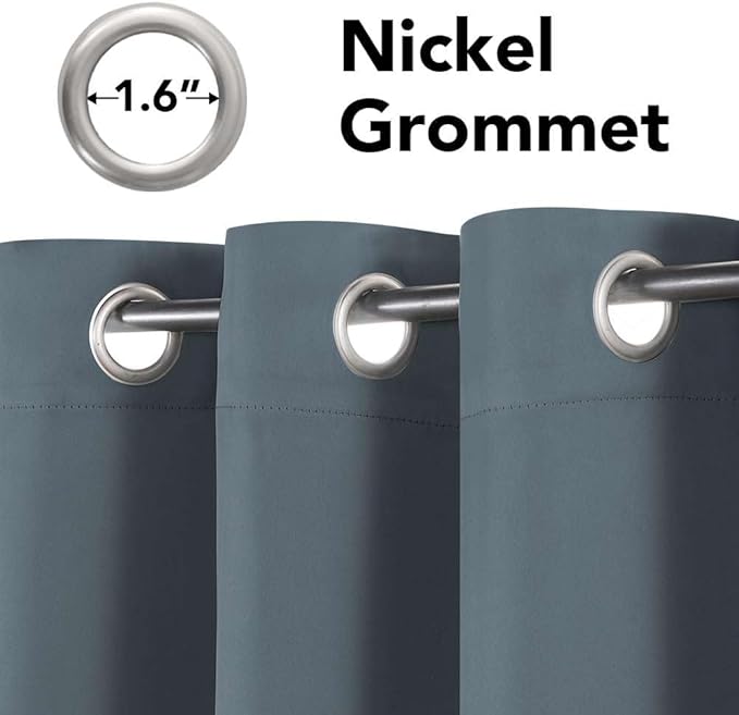 H.VERSAILTEX Elegant Thermal Insulated Blackout Curtains - Nickel Grommet Window Drapes for Living Room/Bedroom - Stone Blue - 52" W x 72" L - (Set of 2 Panels)-HomvellaHome
