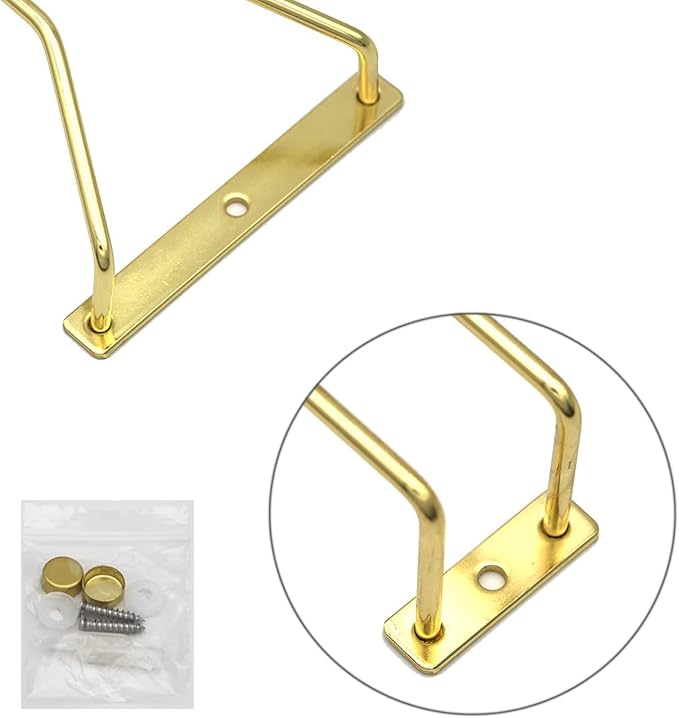 10.8 Inch Gold Wine Glass Rack, Under Cabinet Wine Glass Holder, Wine Glass Hangers Under Shelf, Stemware Rack, Hanging Stemware Holder for Cabinet Kitchen Bar, Set of 4-HomvellaHome