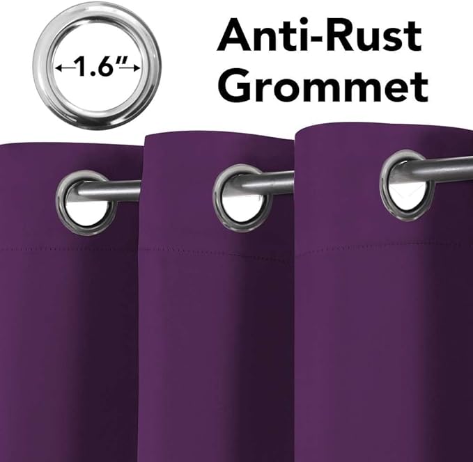 H.VERSAILTEX Blackout Curtains for Bedroom Thermal Insulated Room Darkening Living Room Curtains 63 Inch Long Grommet Privacy Protection Window Curtain Panels/Drapes for Nursery, 2 Panels,Plum Purple-HomvellaHome