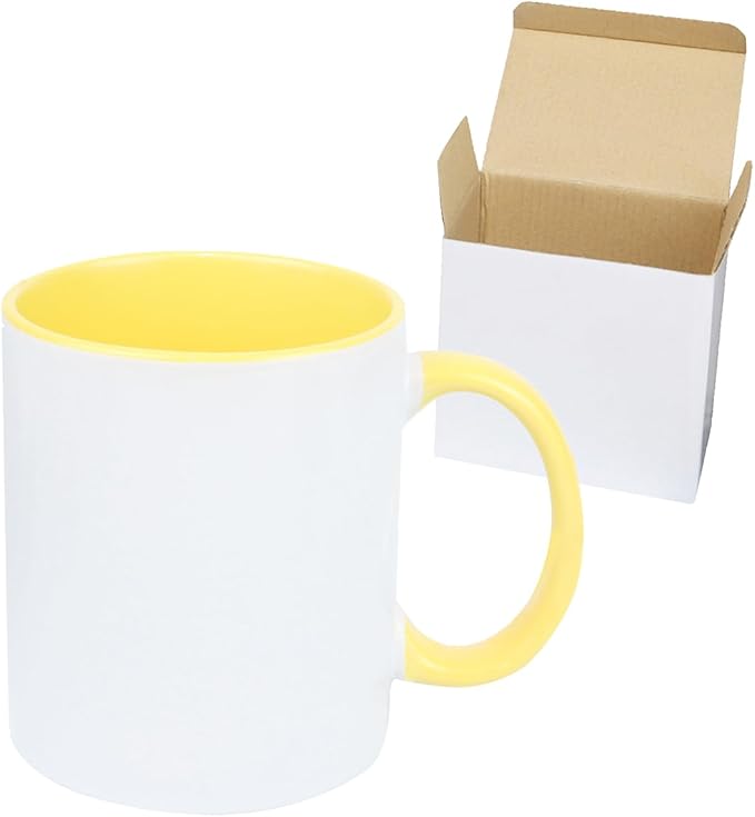 11oz White Ceramic Sublimation Coffee Mug in White Gift Box (6 Mixed Colors, 12)-HomvellaHome