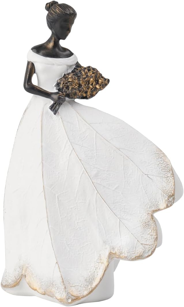 Guichifun Fairy Statue Collection Home Decoration - White Leaf Angel Girls Resin Home Decor for Outside or Inside Rustic Garden Grave Decorations for Cemetery Figurines Gift 5 x 3 x 7.5 Inch-HomvellaHome