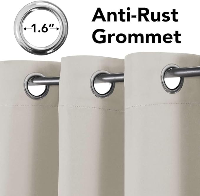 H.VERSAILTEX Blackout Curtains for Bedroom Thermal Insulated Room Darkening Living Room Curtains 63 Inch Long Grommet Privacy Protection Window Curtain Panels/Drapes for Nursery,2 Panels,Ivory/Cream-HomvellaHome