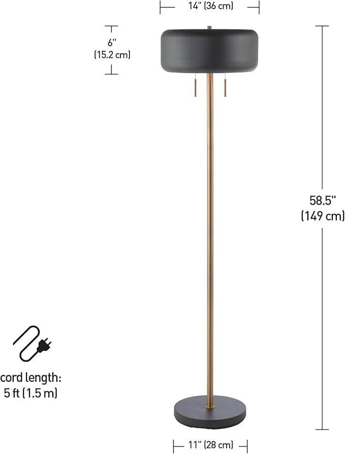 GLOBE Electric 67346 Novogratz x Floor Lamp, Dark Gray-HomvellaHome