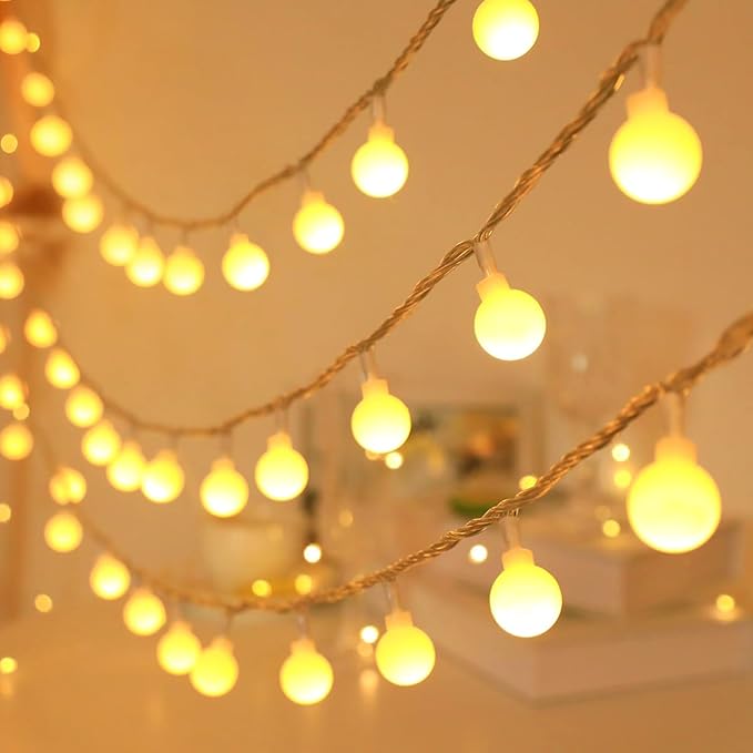 Globe String Lights for Bedroom, 49 Feet 100 LED Fairy Lights Plug in, 8 Modes Warm White Christmas String Lights for Indoor Outdoor Patio Party Garden Wedding Christmas Tree Decor-HomvellaHome