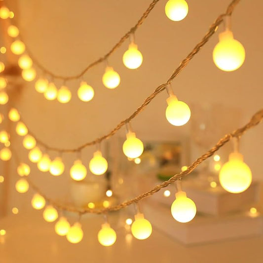 Globe String Lights for Bedroom, 49 Feet 100 LED Fairy Lights Plug in, 8 Modes Warm White Christmas String Lights for Indoor Outdoor Patio Party Garden Wedding Christmas Tree Decor-HomvellaHome