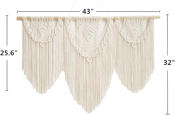 guzhiou large macrame wall hanging - Boho Tapestry Macrame Wall Decor Art- Chic Bohemian Handmade Woven Tapestry Home Decoration for Bedroom Living Room Apartment Wedding Party - 43"x32" (Beige-Leaf)-HomvellaHome