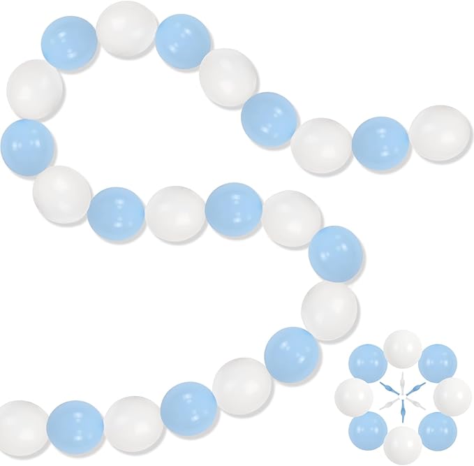 100PCS Blue and White Link Balloons, Baby Light Blue White Linking Balloons with Tail for Making Balloon Wall Arch and Chains, Quick Balloon for Wedding Birthday Baby Shower Party Decorations (6inch)-HomvellaHome