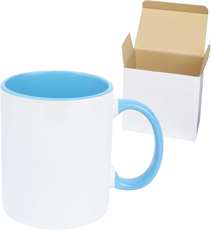 11oz White Ceramic Sublimation Coffee Mug in White Gift Box, 6 New Mixed Colors, Case of 12-HomvellaHome