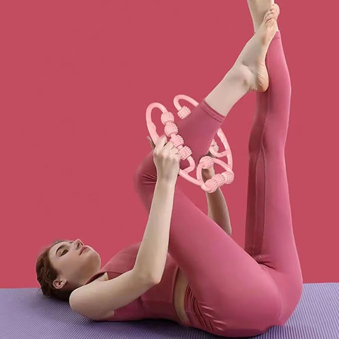 10 Roller Circular Leg Massager with Bonus Massage Stick – Manual Back & Leg Rollers, Relajador de Piernas Set, Circular Leg Clamp Roller for Neck, Arms & Legs (Pink)-HomvellaHome